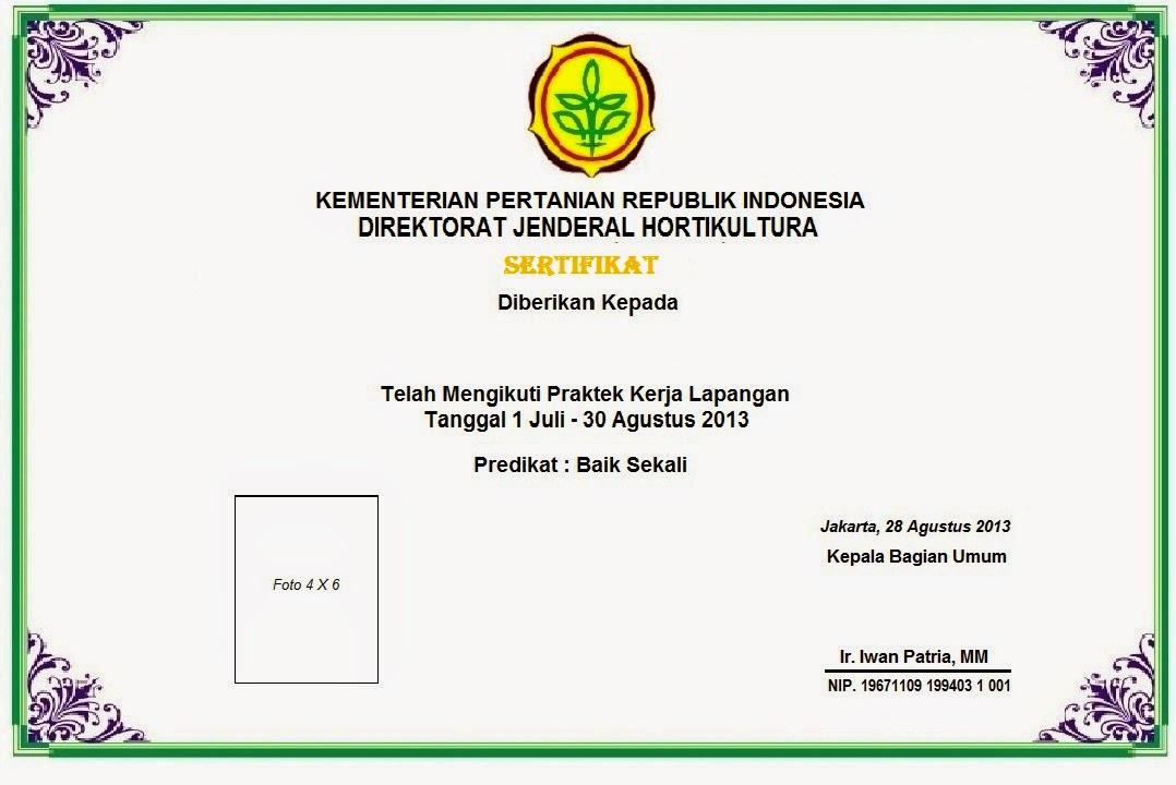 contoh sertifikat