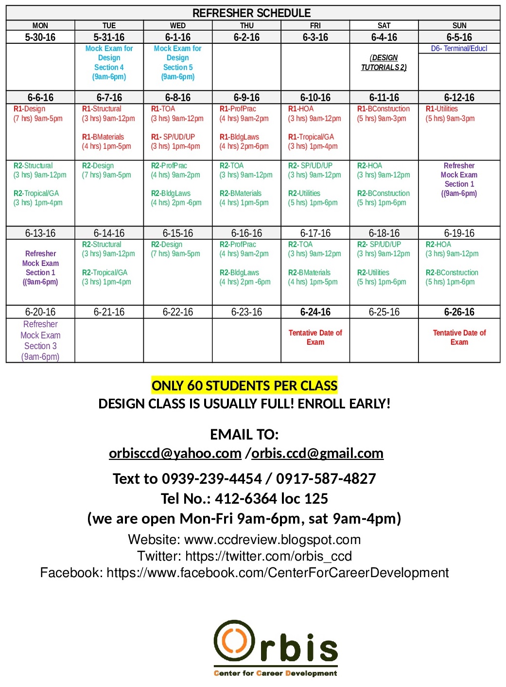 Here is the revised schedule