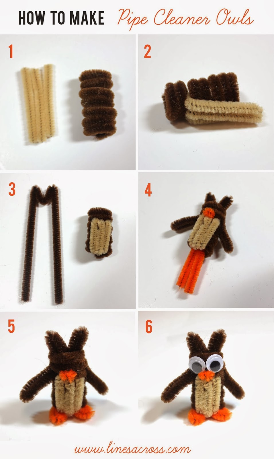 How to Make Pipe Cleaner Owls - Lines Across