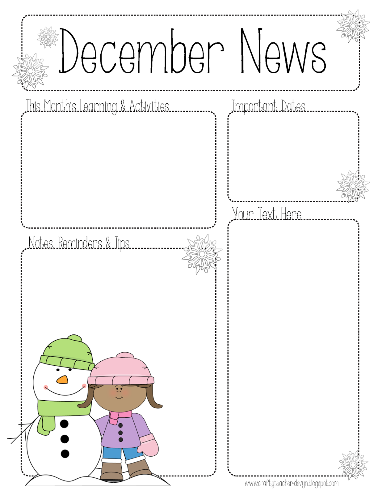 December Newsletter for ALL Grades! Preschool, PreK, Kinder, etc