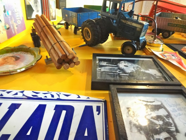 Tractor toys on the wall in Sophie's Cosmic Cafe