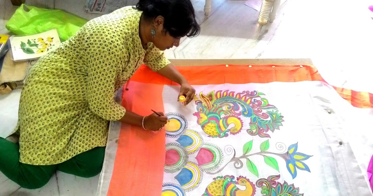 Fabric Painting on Silk Saree
