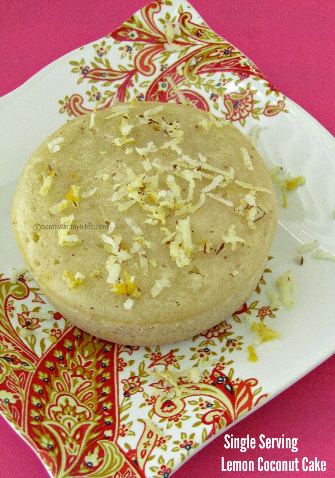 Single Serving Lemon Coconut Cake ( Eggless) SarasYummyBites