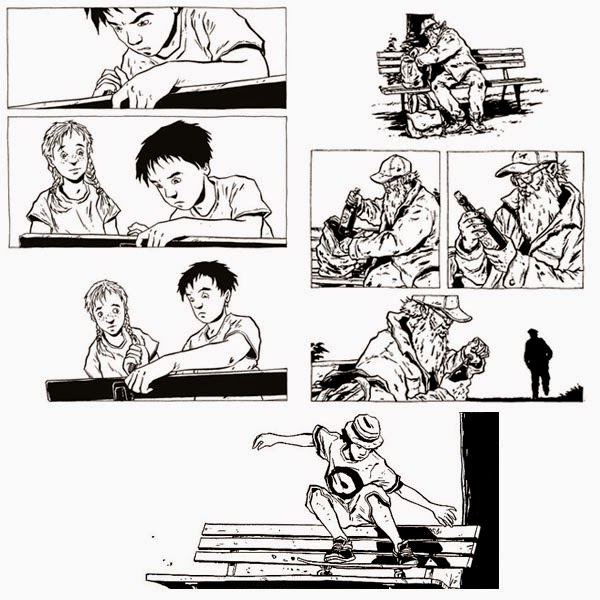Viñetas del cómic "Un poco de madera y Acero" de Chabouté Viñetas del cómic "Un poco de madera y Acero" de Chabouté