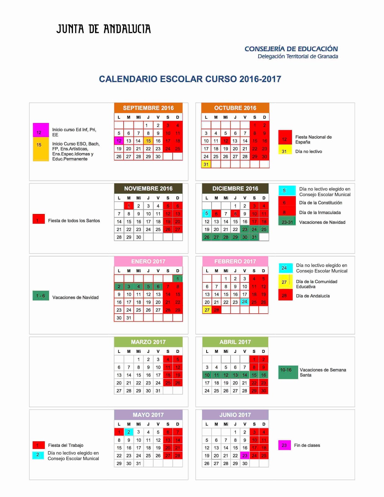 CALENDARIO ESCOLAR