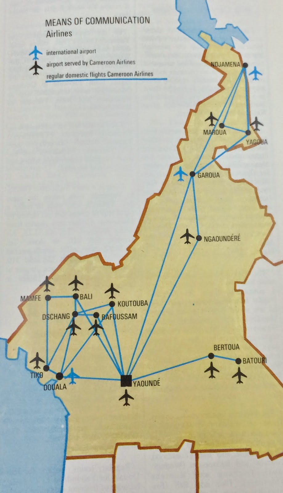 The Timetablist Regular Domestic Flights of Cameroon Airlines, c.1977