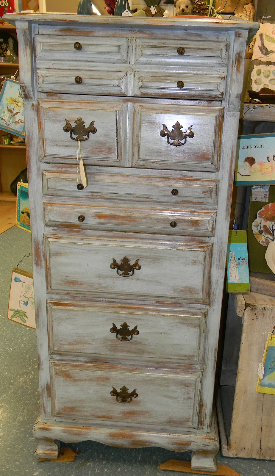 Emily S Up Cycled Furniture Tall Blue Grey Distressed Dresser