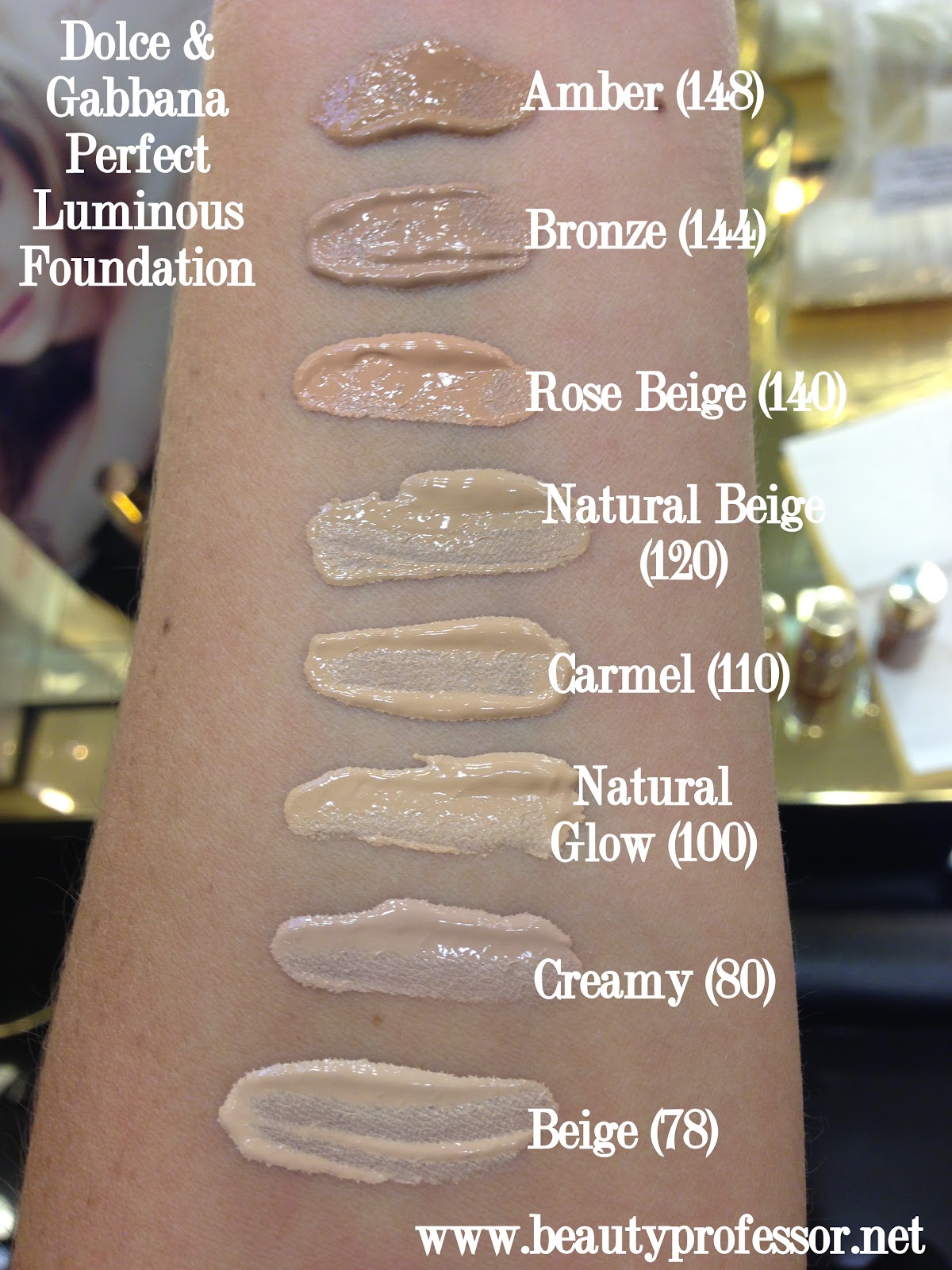 Dolce and Gabbana Luminous Foundation Swatches!