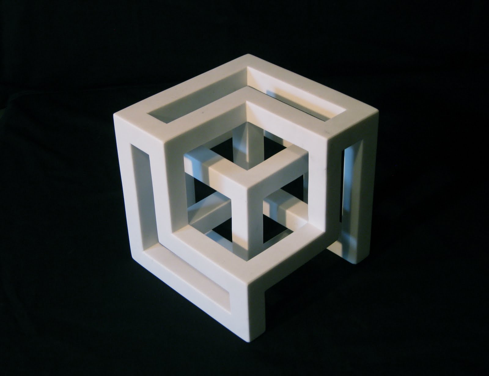 Abstract Stone Sculpture and B Different dimensional space