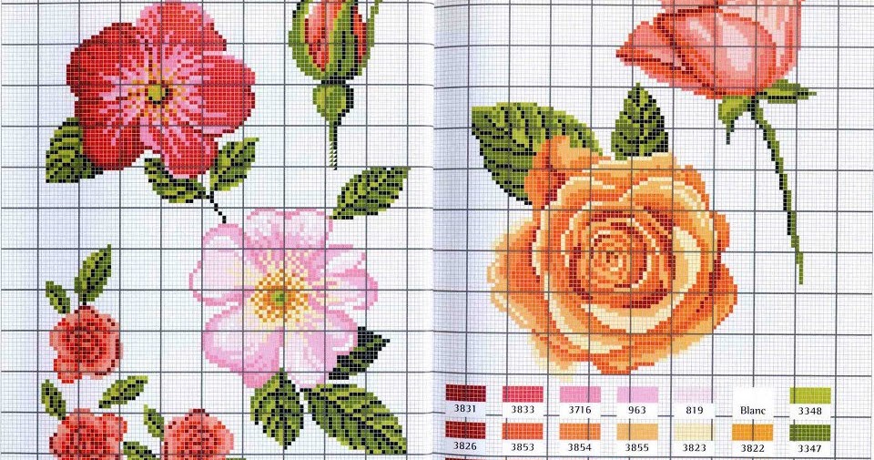 Punto Croce Schemi Gratis Fiori SCHEMI PUNTO CROCE: FIORI VARI PUNTO CROCE