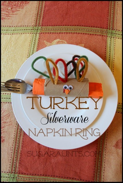 Turkey Silverware Napkin Ring  {30 Days of Thanksgiving Activities for Kids}   ~   HowToHomeschoolMyChild.com
