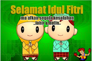 Animasi kartun Ucapan lebaran dan juga idul fitri lucu