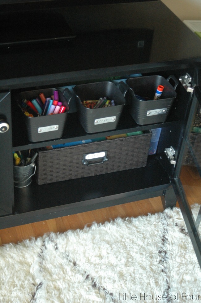 Dollar Store Storage Bins with Custom Metal Tags {MonthlyDIYChallenge