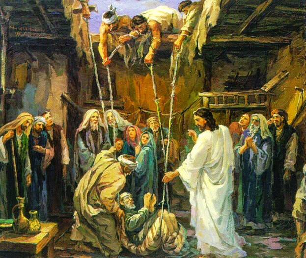 Resultado de imagen para la curacion de jesus a un paralitico