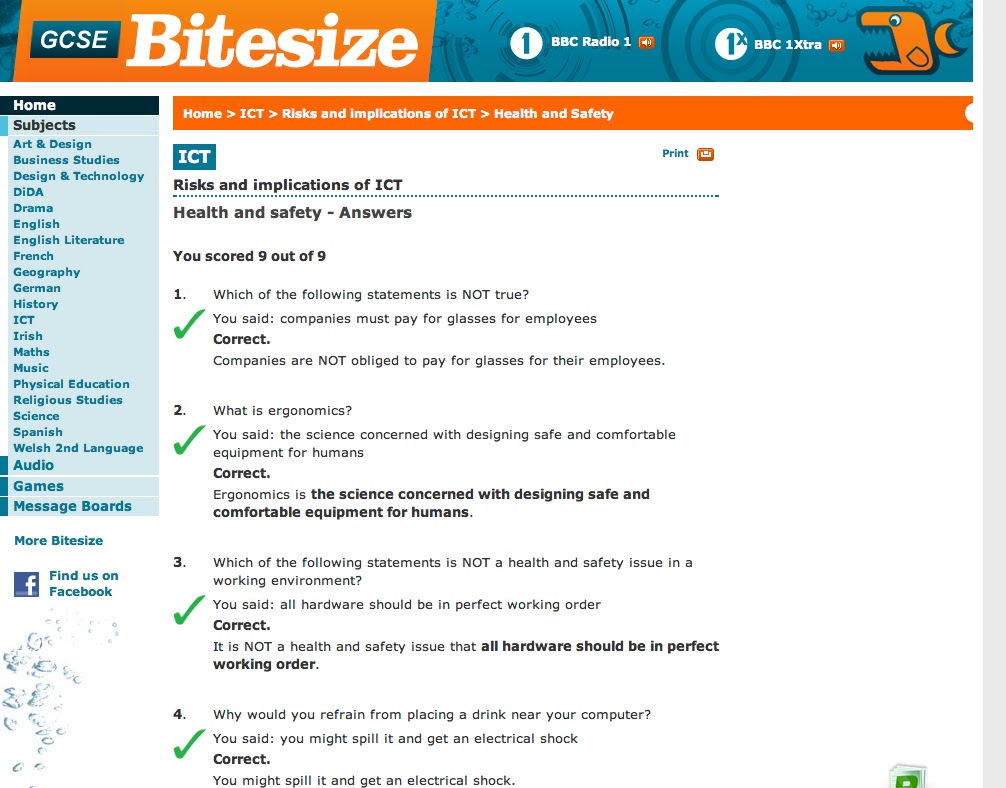 Claire Perry BBC Bitesize ICT Health and Safety