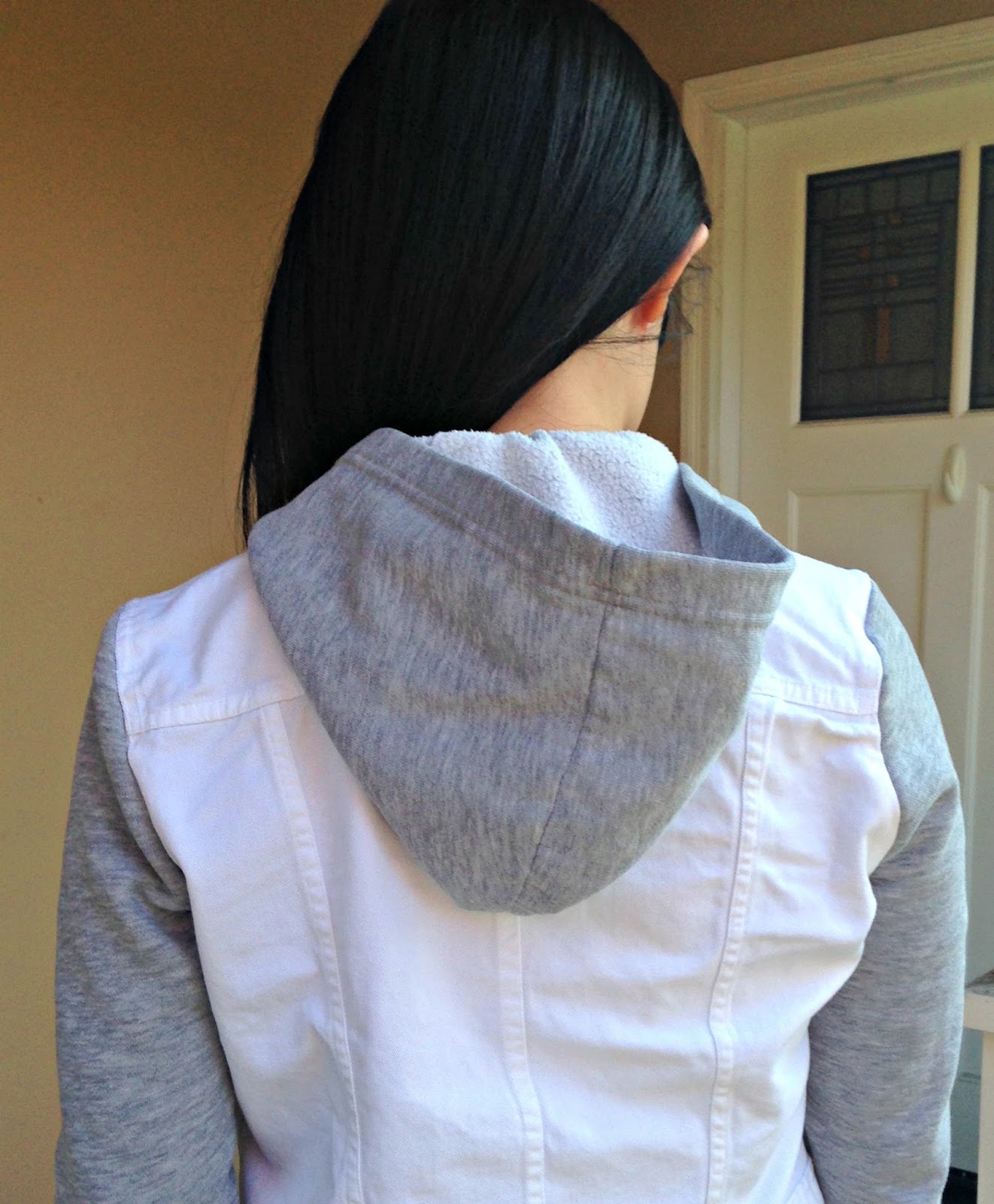 Refashion Coop Refashioned Jean Jacket with Sweatshirt Sleeves and Hoodie