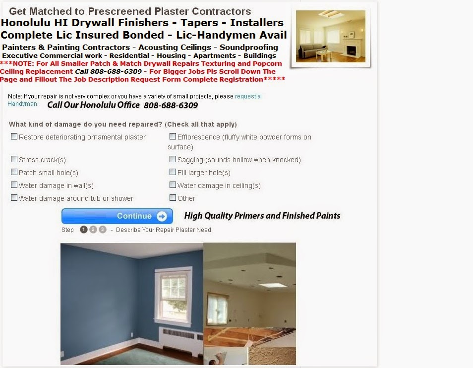 Honolulu Drywall Contractors and Drywall Repairs  