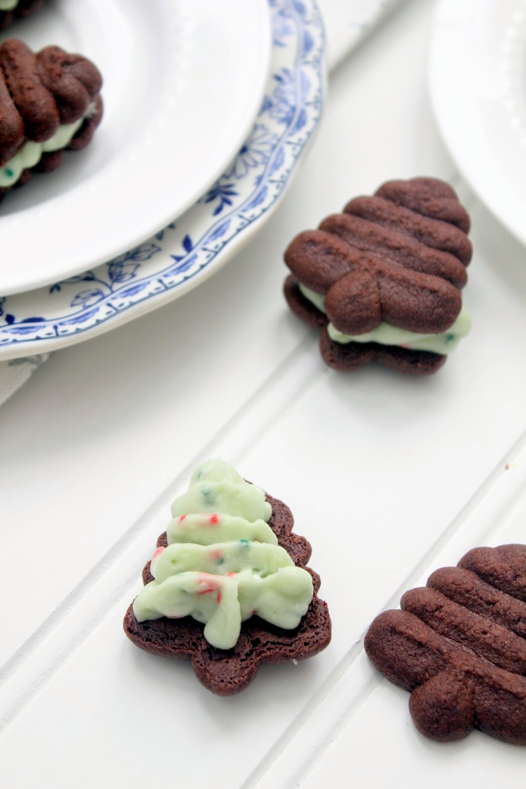 Cherry Tea Cakes Christmas Tree Sandwich Cookies