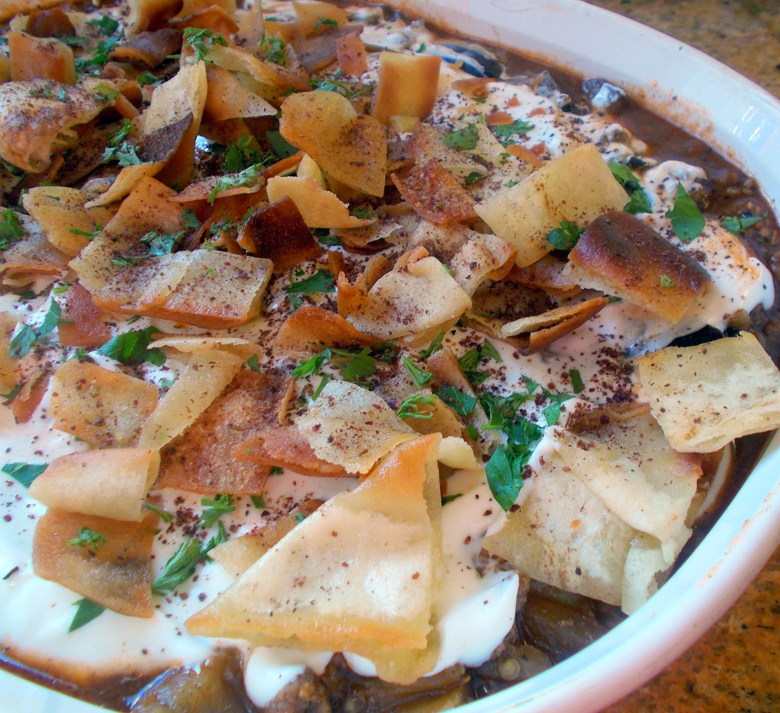 Persnickety Fatteh Eggplant & Yogurt Casserole