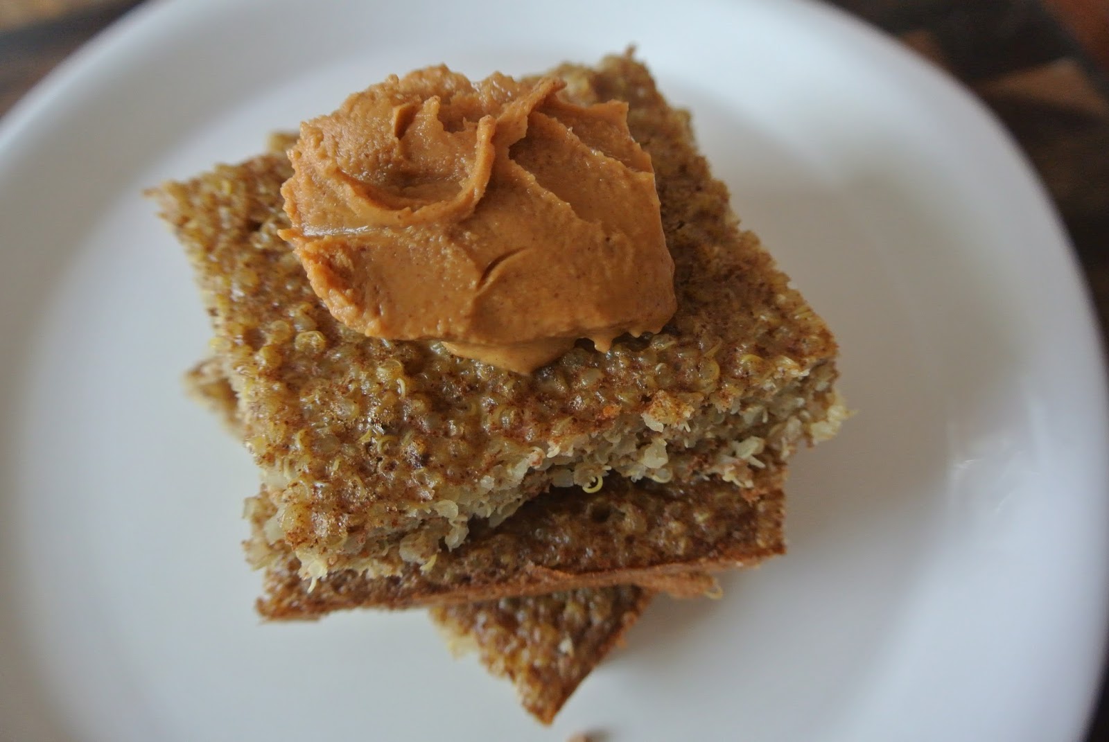 Breakfast Quinoa Bake, with Peanut Butter and Syrup