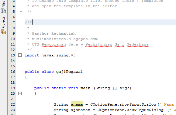 Program Menghitung Gaji Sederhana Dengan JAVA Muslimah