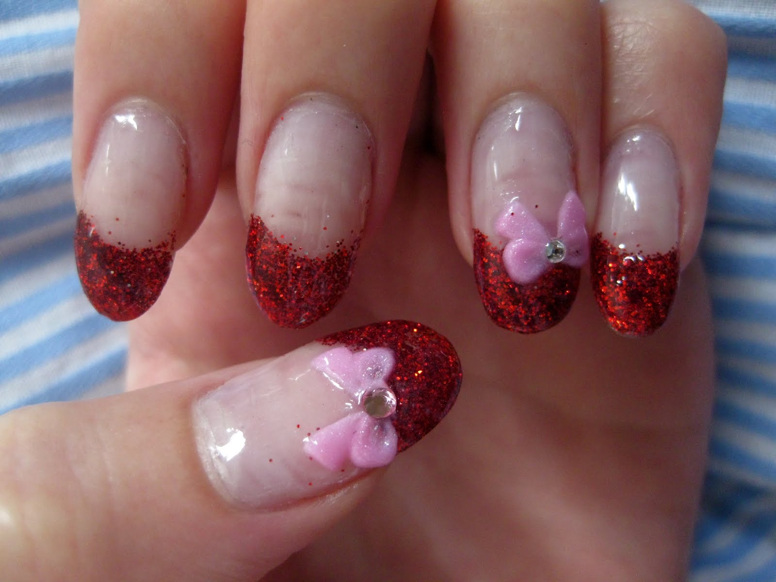 5. Pink Glitter Bow Acrylic Nails - wide 6