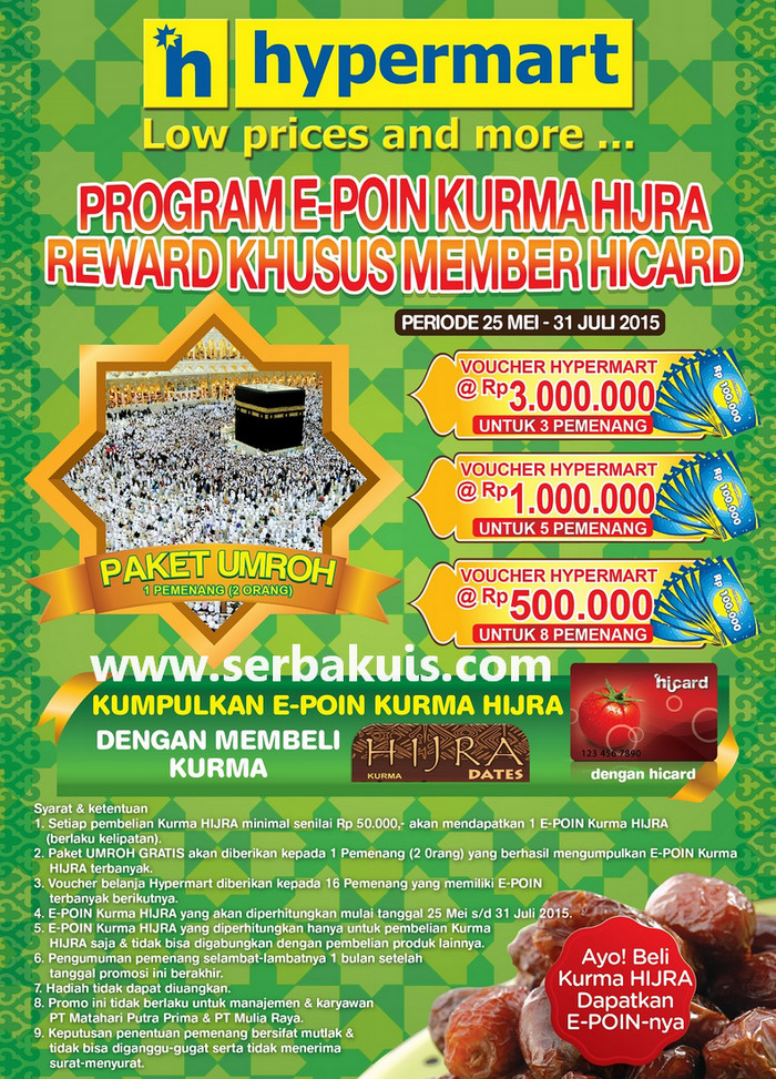Reward Point Kurma Hijra Hypermart Hadiah 2 Paket Umroh