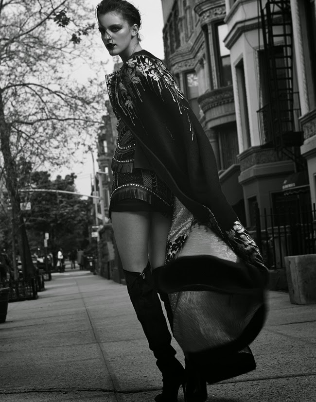 Blumarine 2014 AW Black Royal Long Cape Editorials