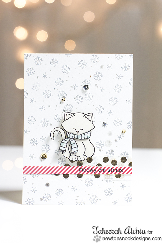 Meowy Christmas Kitty Card by Taheerah - Newton's Holiday Mischief stamp set - Newton's Nook Designs