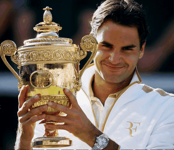 Roger Federer wearing Rolex YachtMaster II watch after winning his French 