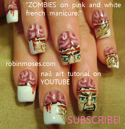 Nail Art By Robin Moses Dark Nail Art Scary Clown Nail Art Scary Clown Halloween Costume Zombie Nail Art Brains Nail Art Gory Nail Art Scary Nail Art Grim Reaper Nail Art