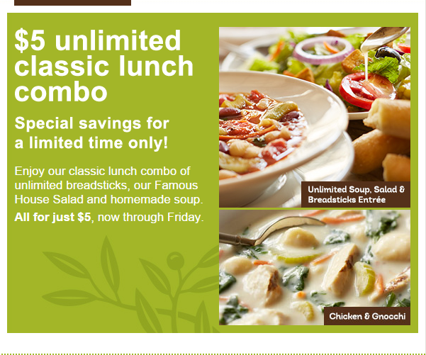 Free Is My Life Coupon 5 Olive Garden Unlimited Classic Lunch