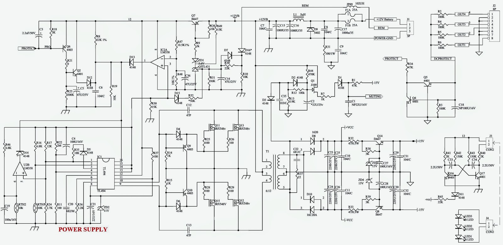 JBL MARINE MA6004 4 CHANNEL POWER AMPLIFIER CIRCUIT DIAGRAM