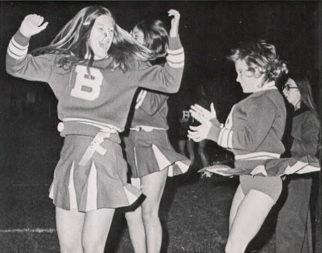 B&W Photographs of Cheerleaders in 1960s 70s vintage everyday