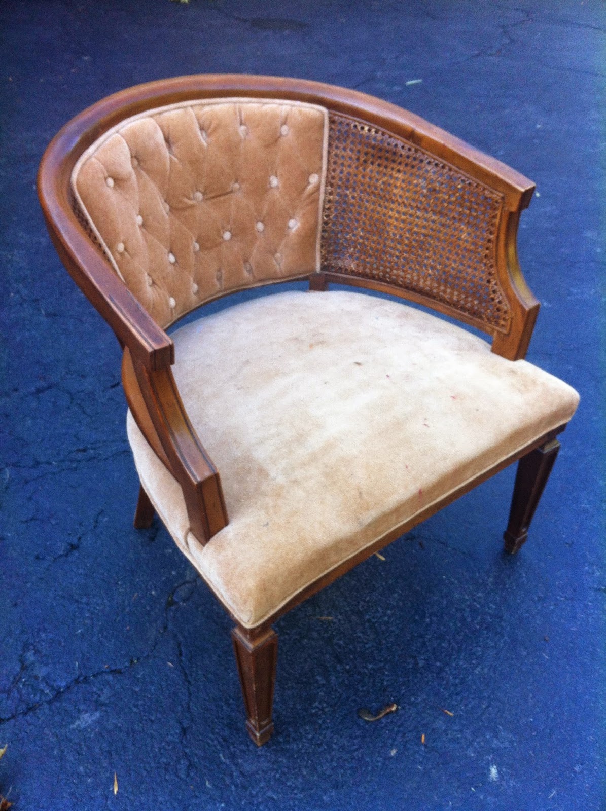 B. Inspired! Reupholster Cane Barrel Chair Part 1 Tutorial