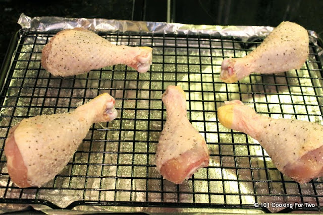 Placed on a raise rack - Oven Baked Chicken Drumsticks