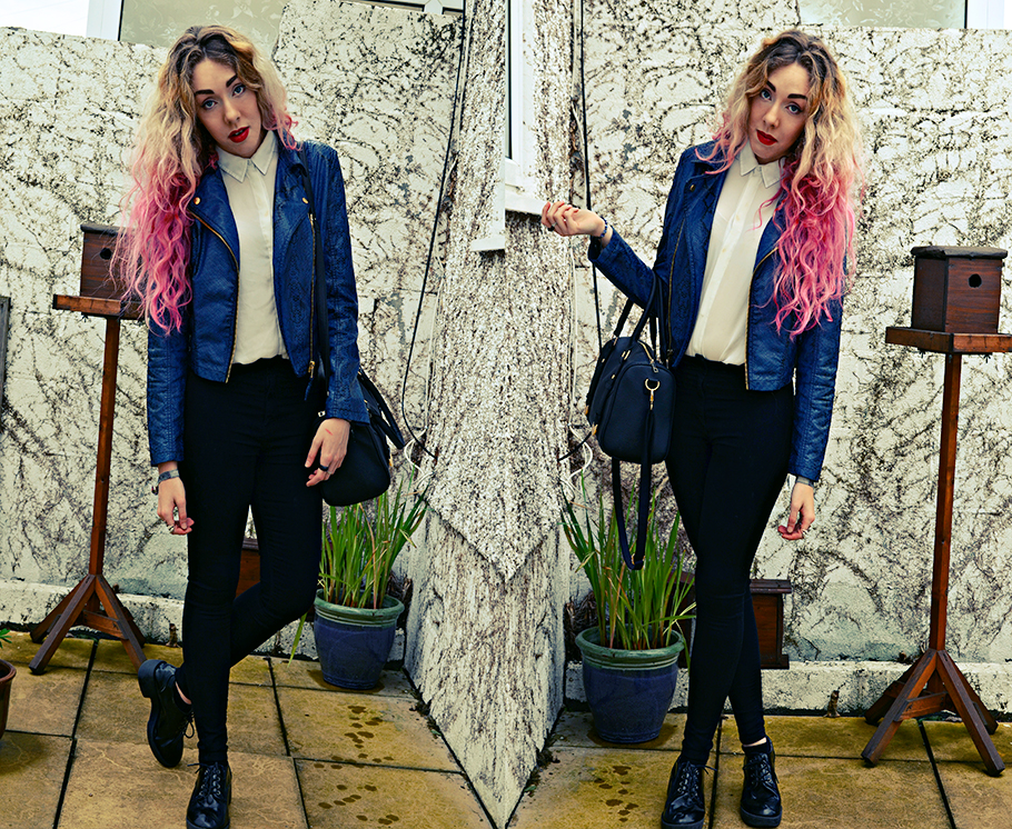 Stephi LaReine // Pink hair and blue snakeskin jackets