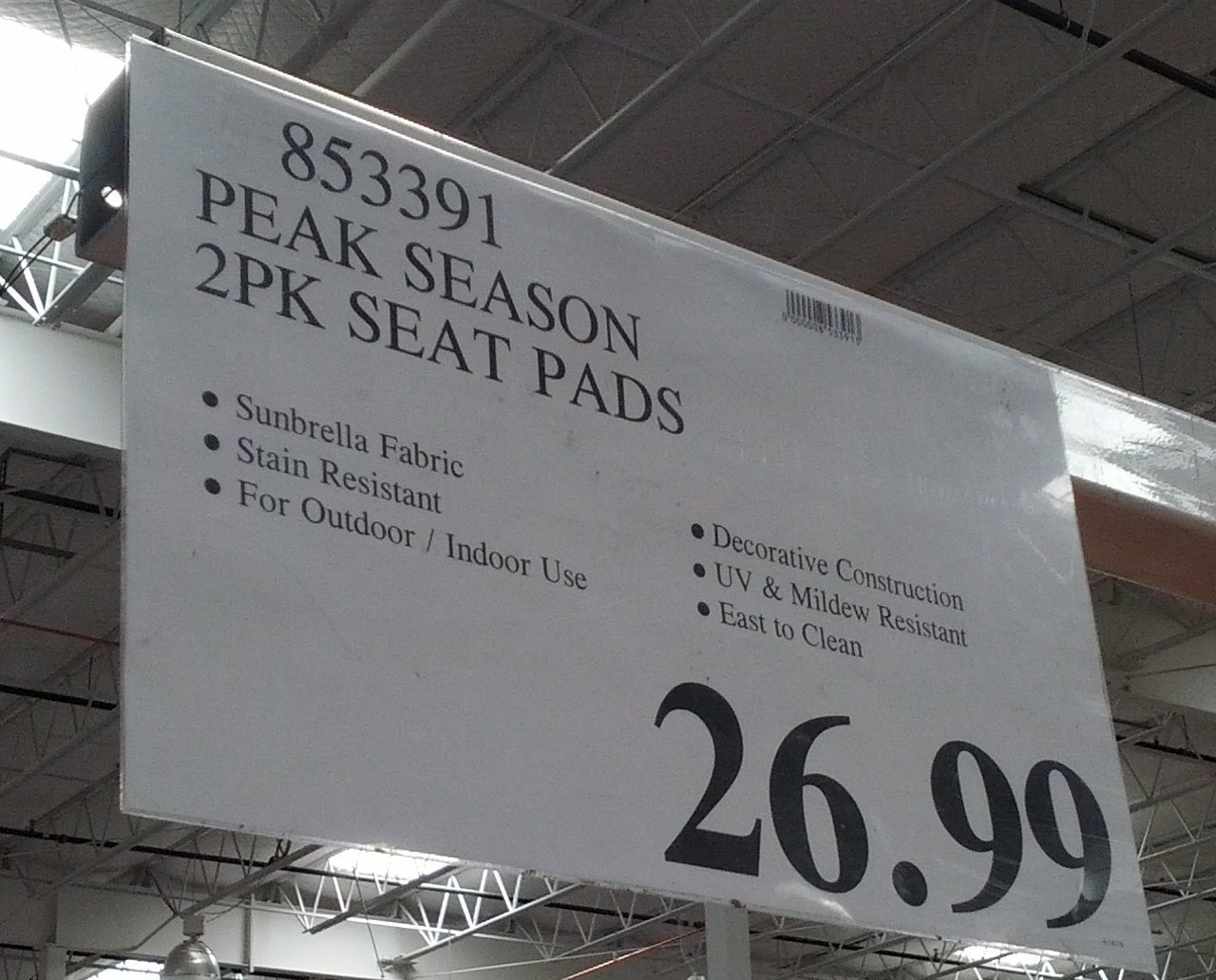 Peak Season Sunbrella Outdoor Seat Pads (2 Pack) Costco Weekender