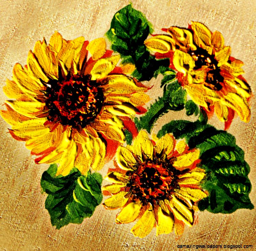 Sunflowers On Wooden Board Painting by Irina Sztukowski Sunflowers On Wooden Board Painting by Irina Sztukowski