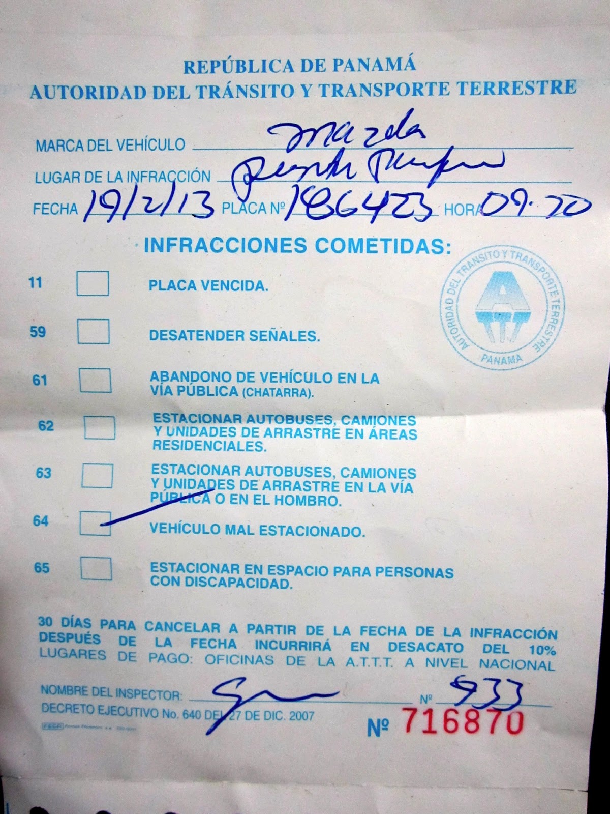 How to pay a parking ticket in Panama Panama For Real