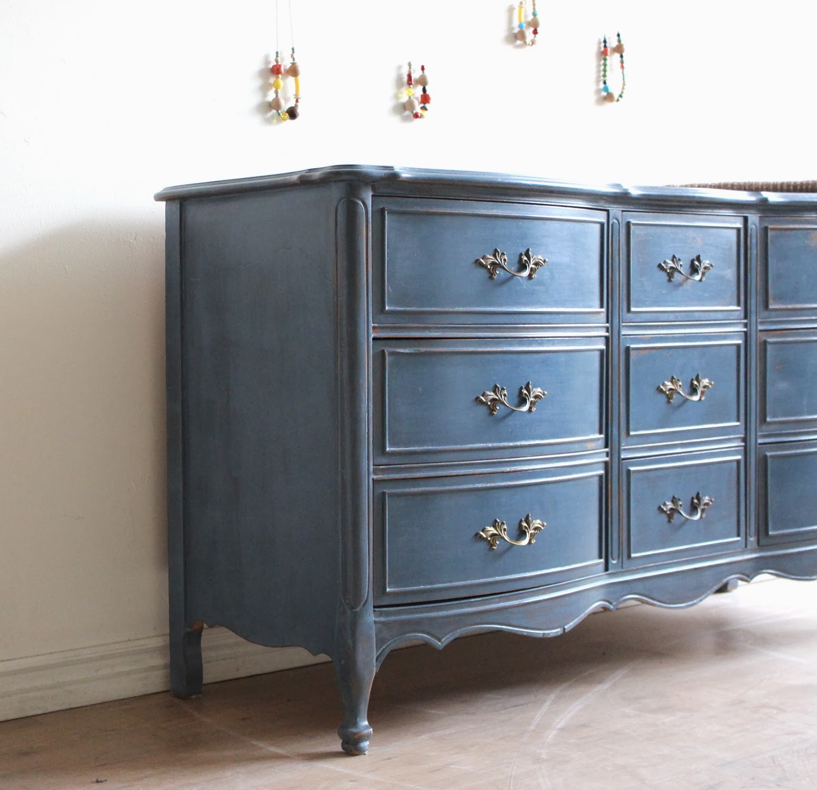 Poppyseed Creative Living Midnight Blue BowFront Dresser More Milk