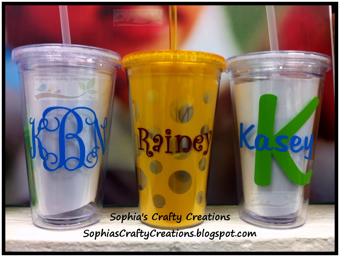 Sophia's Crafty Creations Personalized Monogrammed doublewalled tumblers