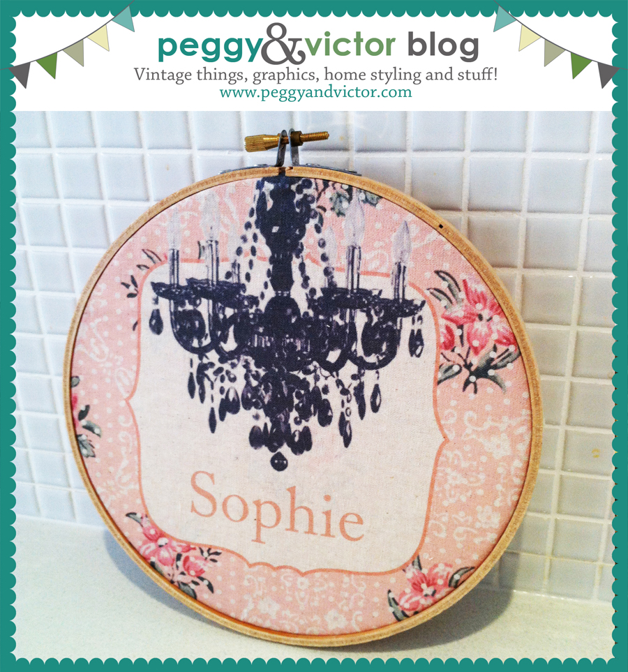 Peggy and Victor DIY vintage art using embroidery circle frames