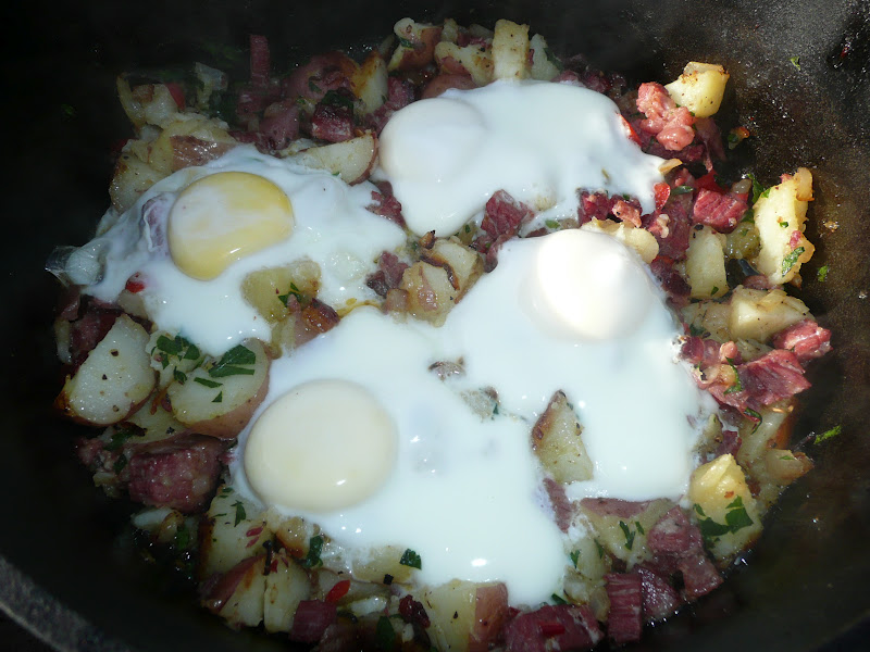 Everyday Dutch Oven Baked Eggs With Corned Beef Hash