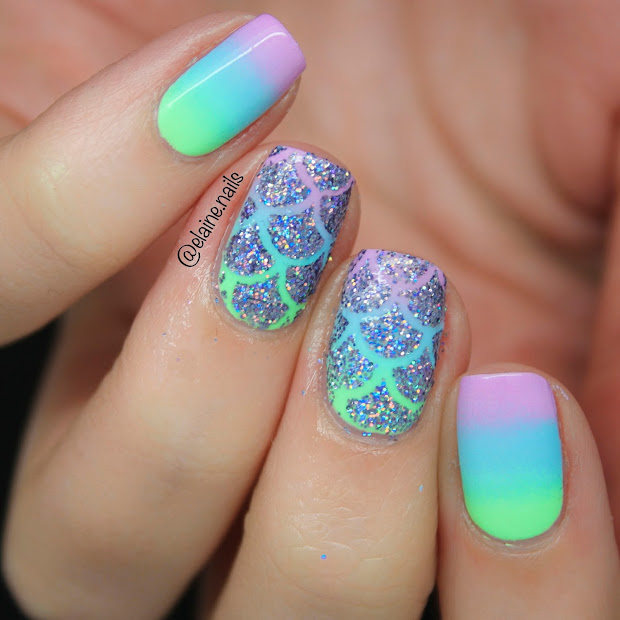 elaine nails pastel neon mermaid