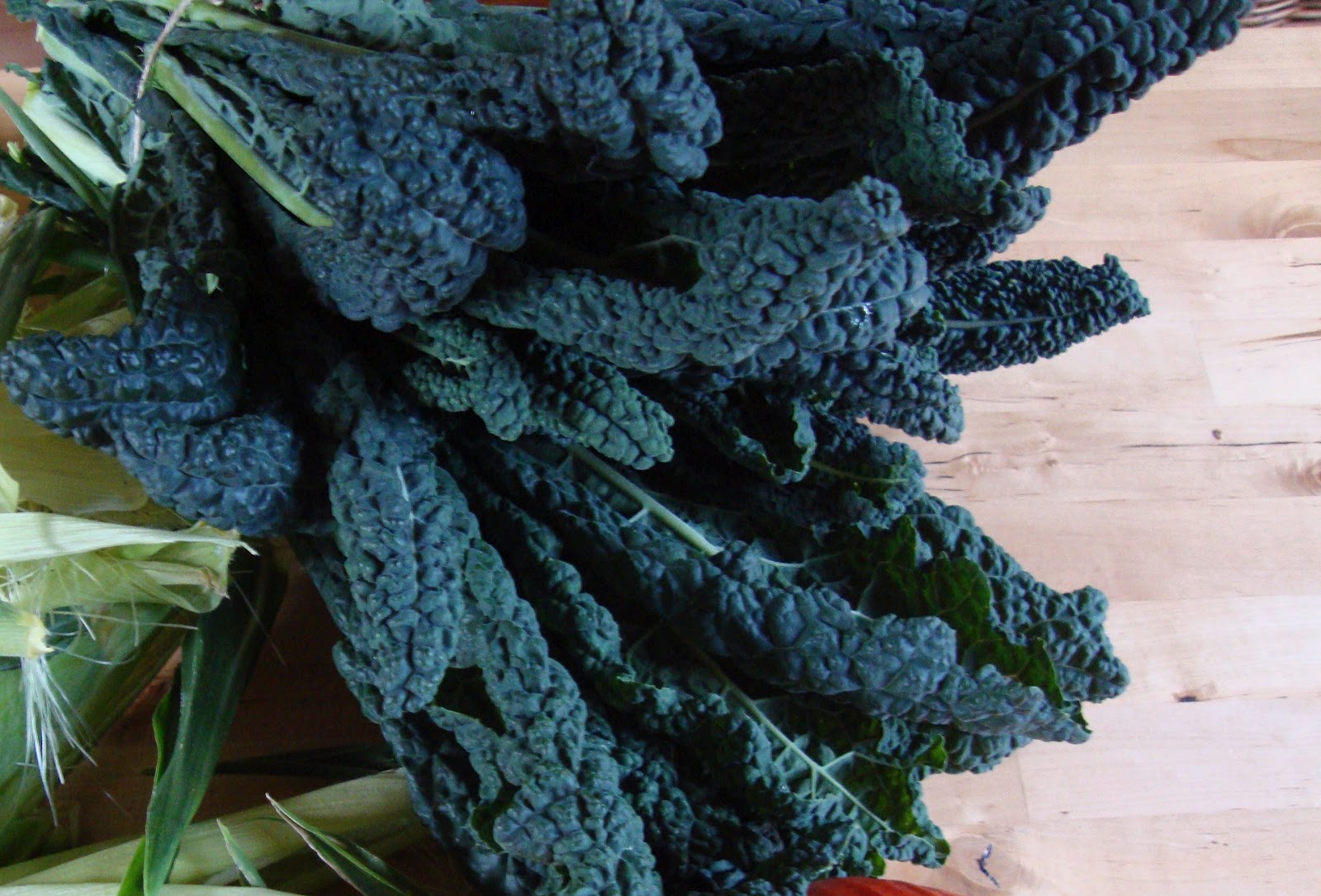 Bookshelves and Stove tops vegetable...black kale or Tuscan