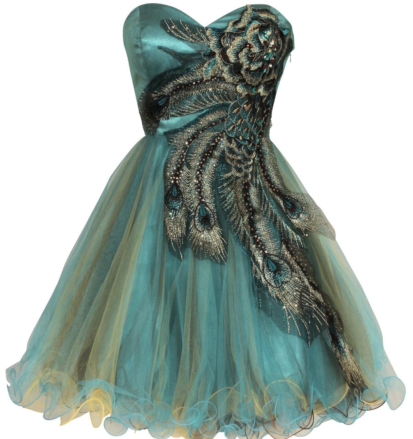 Peacock Strapless Dress