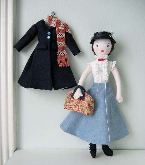 MARY POPPINS Doll Sewing Pattern McCalls 7432 Rag Dress Coat Skirt Crochet Scarf 