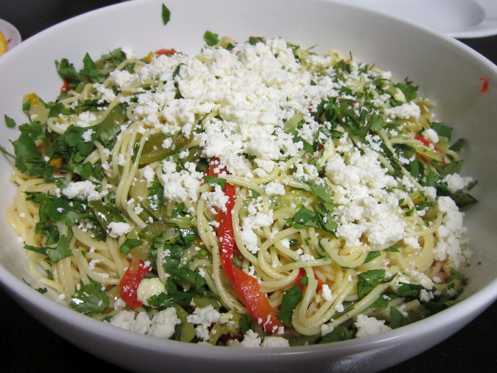 Slight Changes Five Pepper Spaghetti with Cilantro & Queso Cotija