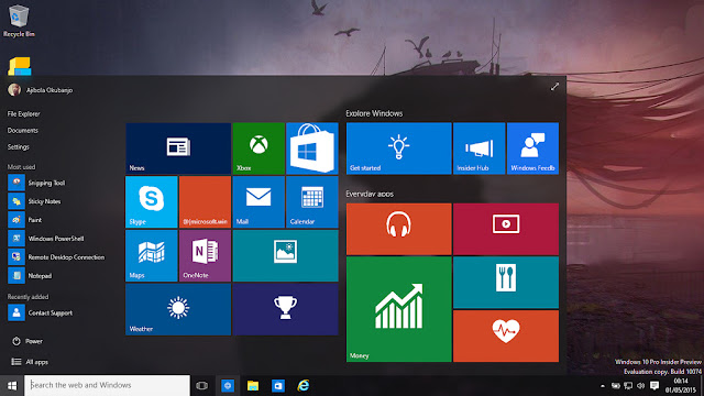 Fitur Windows 10: Start menu